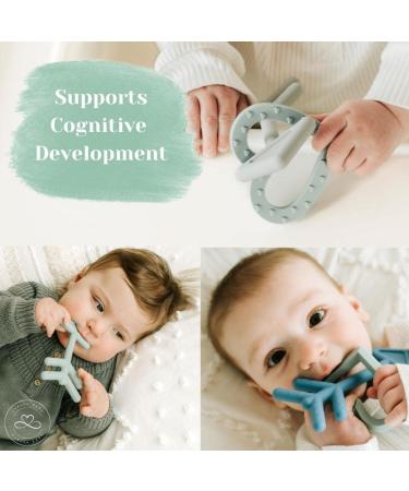 CuBoLo BABY Teether - Silicone Baby Teething Toy - Medical Grade Silicone - Safe and Unique Teething Toy for Newborns and Infants (Rose Heart+Gray Arrow) - Buy Online on GoSupps.com