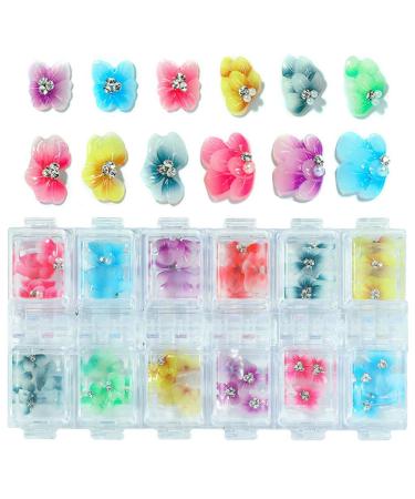 Charm for Manicure DIY Vintage Gradient Flower Rhinestone 5D Relief Nail Art Decoration(02)
