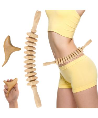 Lunrwi's massage roller wood back massage devices wood massage roller kits hand massage massage aid for legs wood therapy massage tools for muscle relaxation gua Sha massage