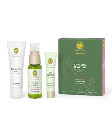 PRIMAVERA Starter and Travel Kit - Glowing Age - Natural Cosmetics - Learning and Travel Kit for Mature and Demanding Skin - Gift Set - Clay Cleansing - Vegan