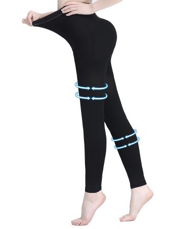 AMZAM Compression Pantyhose for Women & Men Footless Opaque Firm Support 20-30mmHg Graduated Compression Stockings Help Relieve Swelling Edema Varicose Veins Nursing Black M Medium 20-30mmhg Footless Black