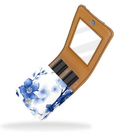 Buy Blue Branch Cherry Blossom Leather Lipstick Case - Mini Lip Gloss Organizer with Mirror - Perfect Travel Accessory for Lipstick Lovers - Buy Online on GoSupps.com