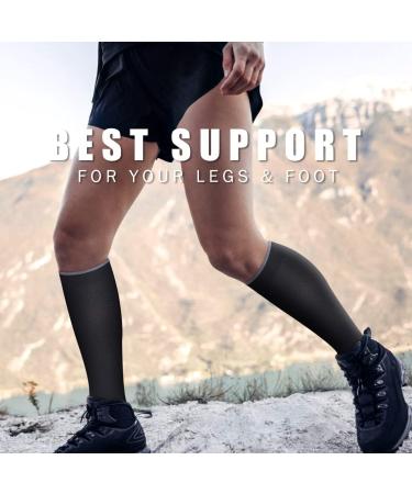 BLUEENJOY Copper Compression Socks (6 Pairs) - Support for Nurses, Running, Hiking, Recovery - Black/Gray/White - Large-X-Large - Buy Online on GoSupps.com