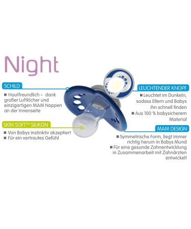 MAM Day & Night Silicone Pacifier Set (16+) - 4 Pacifiers & 2 Sterilized Boxes | Buy Internationally - Buy Online on GoSupps.com