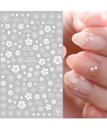 3D Self Adhesive Flower Nail Stickers - White | Nail Art Decals for Women, Kids, and Girls | Blossom Manicure Tips and Nail Wraps for Acrylic Nails - Buy Online on GoSupps.com