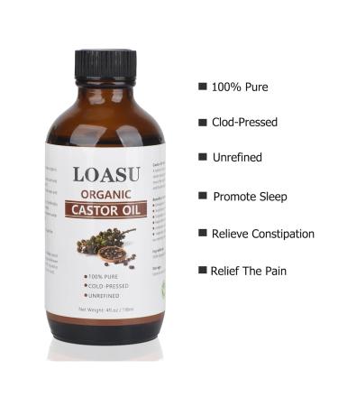 100% Pure Organic Castor Oil - Cold Pressed Hexane Free Hair & Body Oil (4fl.oz) | Detox Nourish Skin & Eyelashes - Buy Online on GoSupps.com