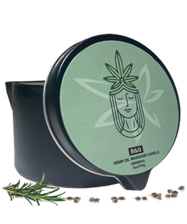 B & G Hemp Oil Candle - Massage Oil Candle for Pure Stress Relief Relaxation - Highly Scented Candles for Home Spa - Original - 6Oz
