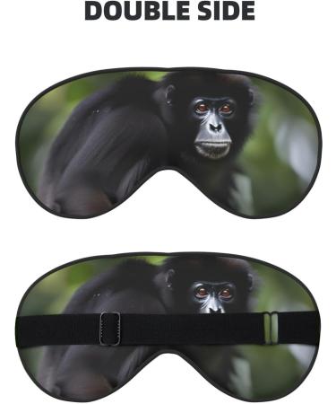 Black Gibbon Monkey Print Soft Eye Mask | Sleep Mask for Men & Women | Travel-Friendly Design for Restful Sleep - Buy Online on GoSupps.com