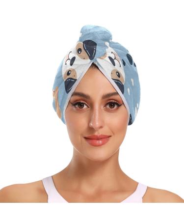 Dogs Bones Hair Towel 2 Pack Super Absorbent Hair Drying Towel Quick Dry Hair Turbans Head Towel with Button Twisty Wrap for Women Girls