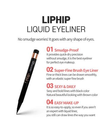 LIPHIP Smudge-Proof Liquid Eyeliner Pen - Natural Brown | Fine-Tip Waterproof Formula - Buy Online on GoSupps.com