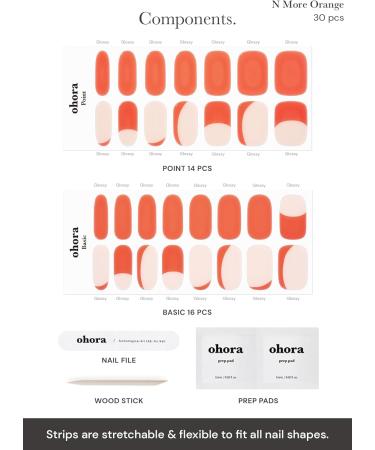 ohora Semi Cured Gel Nail Strips in N More Orange | Salon-Quality Long Lasting Nails | Easy Application & Removal | Works with Any Nail Lamp | Includes Prep Pads & Nail File - Buy Online on GoSupps.com