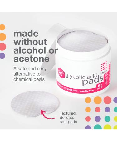20% Glycolic Acid Exfoliating AHA Peel Pads - 50 Count | Anti-Aging, Acne Scars, Fine Lines, Uneven Skin Tone & Texture | Face Wipes for Dullness & Pores - Buy Online on GoSupps.com