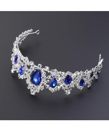 Frcolor Blue Crystal Crown Tiara - Bridal Headpiece & Rhinestone Headband for Weddings & Parties - Buy Online on GoSupps.com