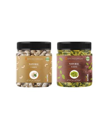 Spices Origin Dry Fruits Combo Pack - (250g * 2) 500g (Cashew Nuts Raisins) - All Premium Deepawali Gift Pack For Family Friends Corporate Office Gifts Combo_Packing May Vary