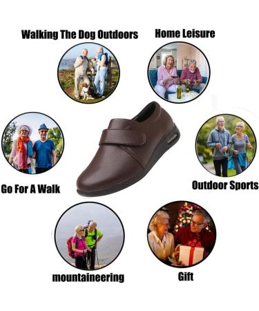 ALASON Extended Lightweight Walking Sneakers for Elderly Swollen Feet - Indoor Brown (Size 7 Wide) - Buy Online on GoSupps.com