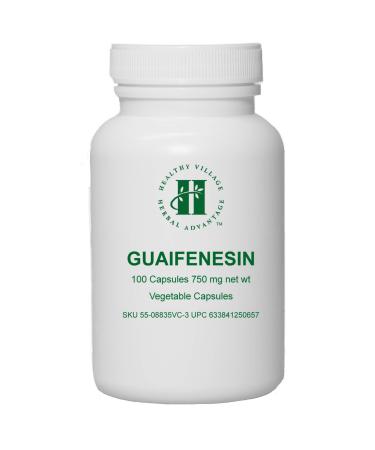 Guaifenesin Vegetable Capsules 750mg (100 Capsules) - Pure Guaifenesin No Fillers No Binders
