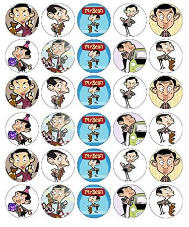 Mr Bean Cupcake Toppers Edible Wafer Paper Fairy Motif Pack of 30
