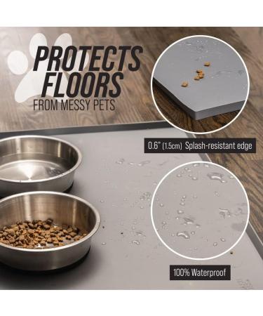Leash Boss Splash Mat - XL Dog Food & Water Mat Non-Slip Waterproof Silicone High Lip Design (64 x 43 cm Beige) for Dogs & Cats - Buy Online on GoSupps.com