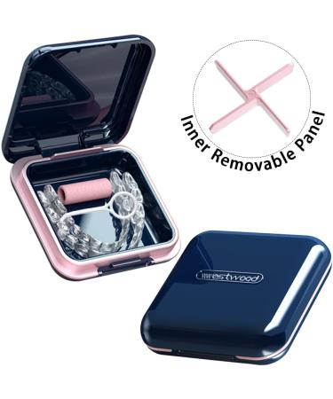 Blue Retainer Case | Portable Denture & Orthodontic Holder for Men, Women, Children | Aligner & Mouth Guard Storage | Navy Blue - Buy Online on GoSupps.com