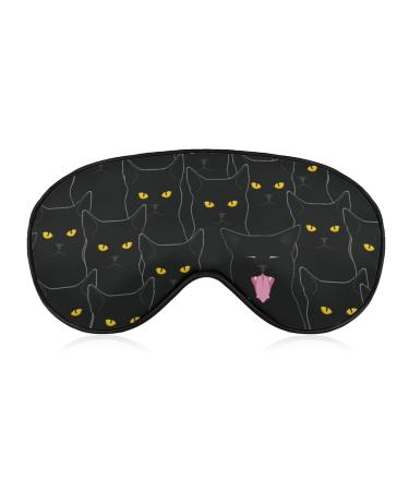 LynaRei Funny Animal Black Cats Sleep Mask Blindfold for Sleeping Elastic Blackout Eye Mask Cover for Full Night's Sleep Travel and Nap Style-3