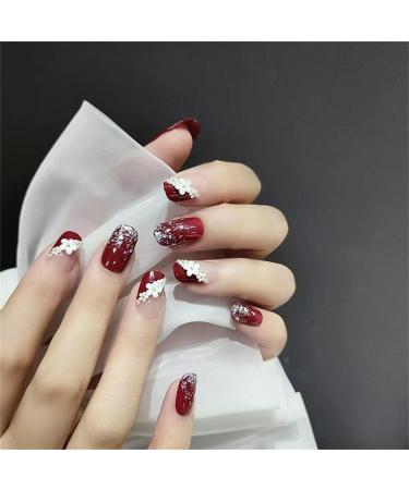Press on Nails Medium Length Fake Nails 24Pcs Shiny Red False fingernail with Self-Adhesive Jelly Nail Glue Tabs Press On False Nails - Buy Online on GoSupps.com