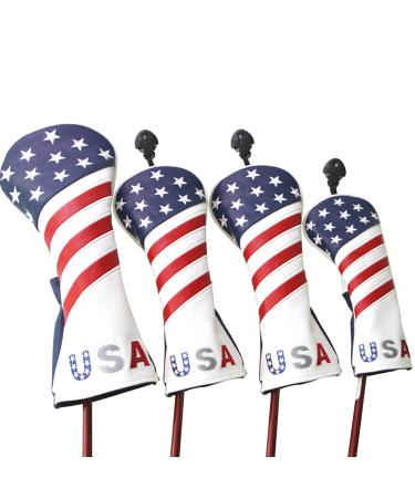 Golf Head Covers, for Fairway Woods Driver Hybrid 1 3 5 UT GLOOF Golf Club Head Covers USA Stars and Stripes with Interchangeable ID Tags Leather 3 Wood Driver Headcovers - Buy Online on GoSupps.com