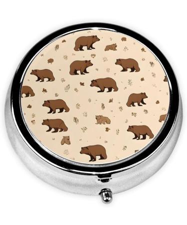 Cartoon Cute Bear Round Pill Box | 3 Compartment Travel Organizer for Vitamins & Medicine - Mini Decorative Pocket Case - Buy Online on GoSupps.com