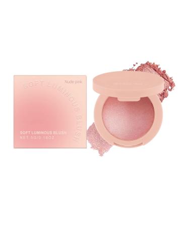 Blush Powder Face Makeup Blush Powder Long Lasting Buildable Shine Makeup Lightweight Cosmetics For All Skin Tones Women Girls Travel Wedding Party Nude