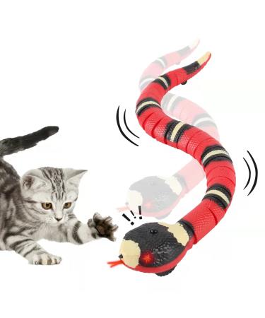 Cat Toys Snake Interactive,Realistic Simulation Smart Sensing Snake Toy,USB Rechargeable,Automatically Sense Obstacles and Escape,Moving Electric Tricky Snake Cat Toys for Indoor Cats Dogs(Pink)