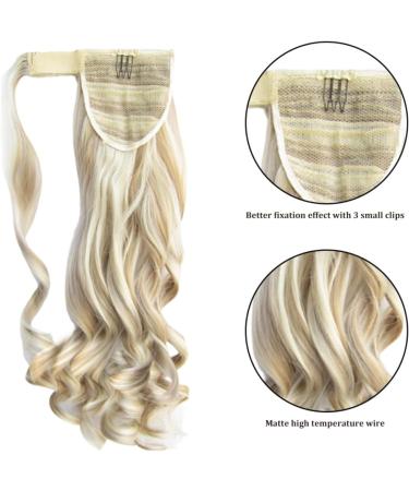 Wavy Ponytail Extension 23 Inch Synthetic Natural Curly Hairpiece Wrap Around Hair Extensions for Women Daily Use Blonde Wavy Hair Extensions - Buy Online on GoSupps.com
