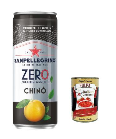 Italian Gourmet E.R. San Pellegrino Chinotto Zero Canisters Sugar Free 33 cl Orange Lemonade No Added Sugar Italian Gourmet Polpa 400 g 48