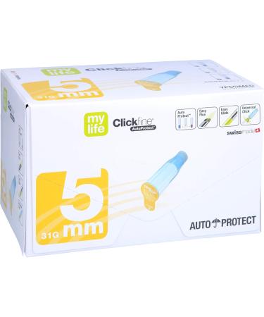 MYLIFE Clickfine AutoProtect 5mm 31G Pen Needles - 100 Pack | International Shipping Available - Buy Online on GoSupps.com