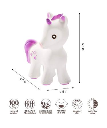 CaaOcho Mira the Unicorn Baby Teething Toy - BPA Free Natural Rubber Molar Teether for Babies - Lavender - Perfect Registry Baby Shower Gift - Buy Online on GoSupps.com