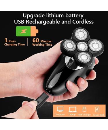 5 in 1 Head Shaver for Bald Men - Electric Razor with LED Display Nose Hair Trimmer Beard Clippers & Facial Cleansing Brush - USB Rechargeable - Buy Online on GoSupps.com