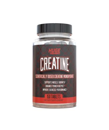 Huge Supplements Creatine Monohydrate Pills, 5000mg of Pure Creatine, Clinically Dosed to Boost Performance, Increase Muscle Strength and Size, 30 Servings