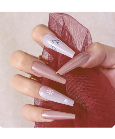 Sethexy Christmas wrong nails long ballerina blue press the nails 30 pieces acrylic coffin fake nails tips for women and girls (pink)