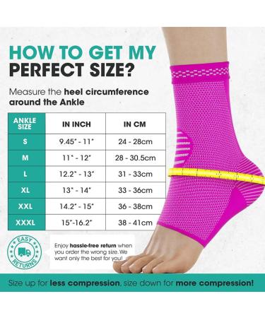 Modvel Foot & Ankle Brace Socks - Compression Sleeve for Sprained Ankle Support | Tendonitis & Arthritis Relief - Unisex Ankle Brace for Sports & Running - Pink Gum Large - Buy Online on GoSupps.com
