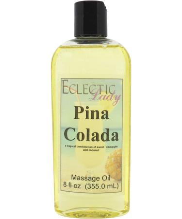 Pina Colada Massage Oil 8 oz With Sweet Almond Oil and Jojoba Oil Preservative Free Perfect for Aromatherapy and Relaxation 8 Ounce