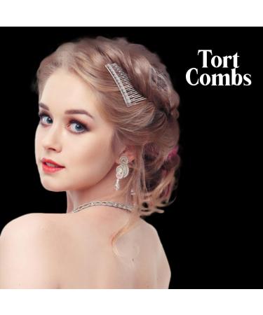 Set of 4 Tort Plain Hair Combs 7cm French Side Combs - White | Strong Hold Hair Clips for Girls & Women - Buy Online on GoSupps.com