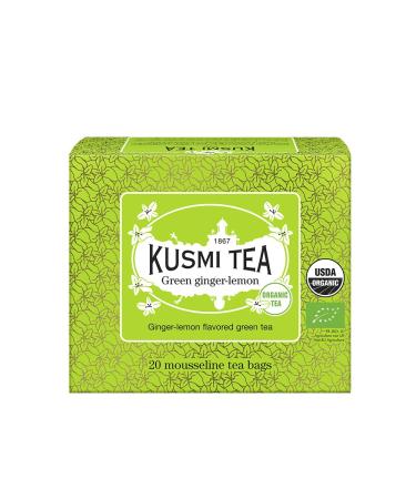 Kusmi Tea - Th Vert gingembre-citron Bio - Bo te th de 20 sachets mousseline - 40g