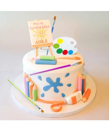 Rismise Painting Cake Topper Art Paint Cake Topper Paint Brush Canvases Palette Cake Cupcake Topper With Mini Canvas Easel Graffiti Artist Themed Cake Decor for Girl Boy Art Birthday Party Supplies  - Buy Online on GoSupps.com