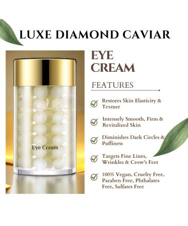 EDA LUXURY BEAUTY Luxe Diamond Caviar Eye Cream - Anti Aging Lifting Firming Crow's Feet Dark Circles & Under Eyes Puffiness - Day & Night Anti-Wrinkle Collagen Cream - Vegan & Paraben-Free - Buy Online on GoSupps.com