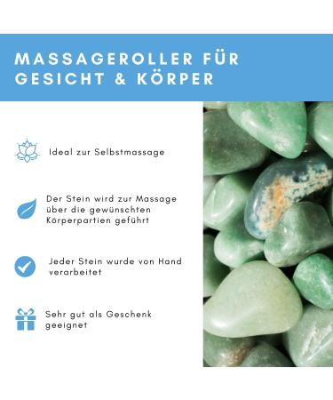 Lapis Vitalis Chi Massage Roller Aventurin - 15cm Gemstone Face & Body Roller for Relaxation - Premium Massage Device in Elegant Metal Box - Buy Online on GoSupps.com