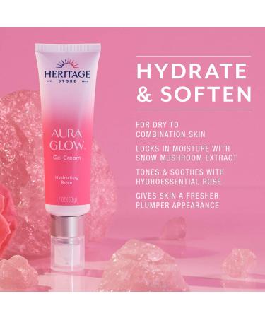 Heritage Store Aura Glow Gel Cream - Hydrating Rose 1.7 oz | Natural Skincare - Buy Online on GoSupps.com