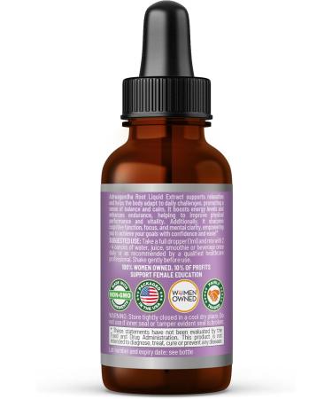 Ashwagandha Root Extract | Organic Ashwagandha Supplements for Women & Men | Natural Calm Mood Support Supplement | Non-GMO Vegan Adaptogenic Fast Absorption Liquid Drops 1 fl. oz - Buy Online on GoSupps.com