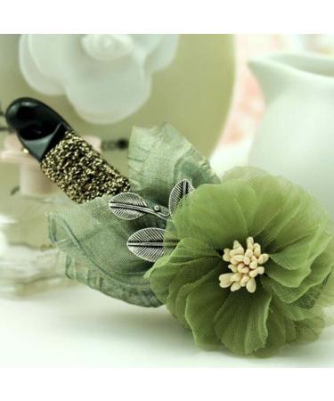 Large Green Gauze Flower Banana Clip - Stylish Hair Barrette Accessory - Buy Online on GoSupps.com