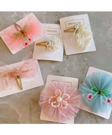 FEIFEI'S BOW 5 Princess Handmade Chiffon Heart Bow Hair Clips - Ivory (Set of 2) | Girls Baby Kids Toddlers Ribbon Barrettes - Buy Online on GoSupps.com