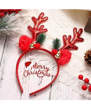 Unicra Christmas Headband Elk Deer Antlers Headband Animal Horns Headwear Hair Piece Halloween Hair Accessories for Christmas Red - Buy Online on GoSupps.com