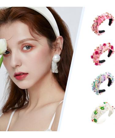 vreplrse Durable And Reliable Jeweled Wide Top Knot Headband For Long-lasting Beauty Polyester Rhinestone Pearl Knot Headbands Blue purple - Buy Online on GoSupps.com