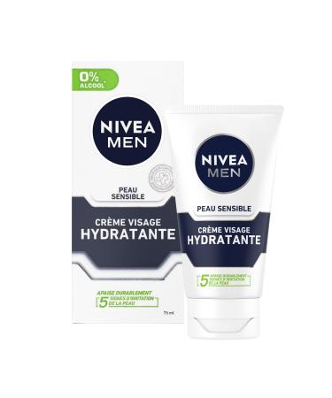 NIVEA MEN Labello NIVEA MEN Extra Gentle Moisturizing Care for Sensitive Skin (1 x 75 ml) moisturizing face cream for men with sensitive and irritated skin soothing men's face care 0% alcohol